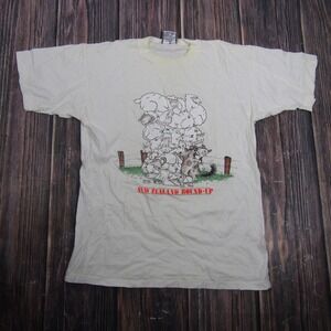 Vintage Dolphin New Zealand Round-Up Shirt Mens Medium White Single Stitch Tee